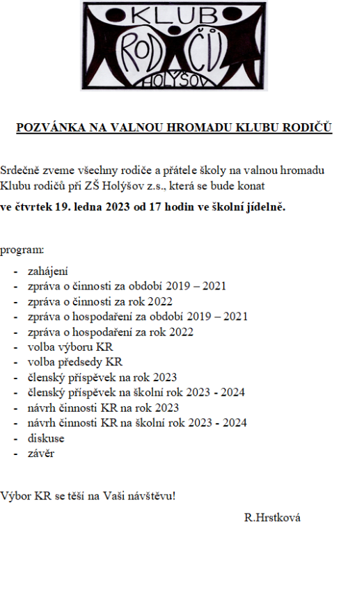 Valná hromada - pozvánka